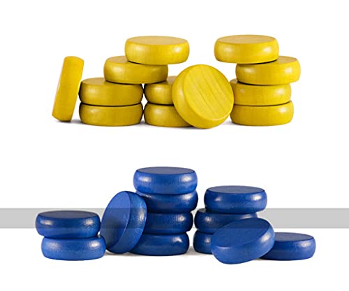 Masters Traditional Games Set of Crokinole disks (12 Blue, 12 Yellow Plus 2 spares)