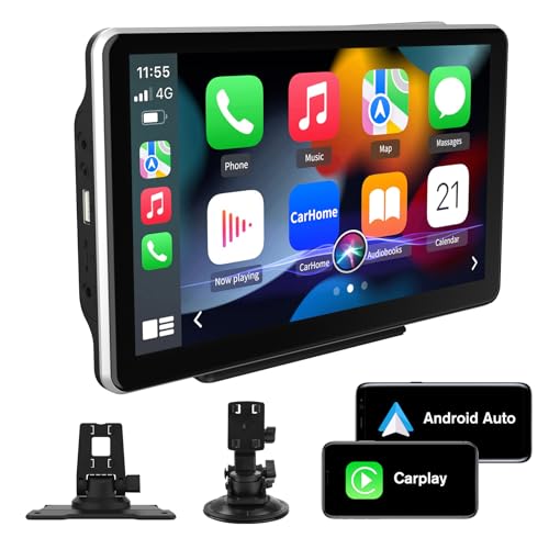 AWESAFE Wireless CarPlay und Android Auto Display, 9 Zoll Touchscreen CarPlay Digital Media Receiver für Auto, Mirrorlink, Bluetooth, GPS Navigation für LKW PKW KFZ