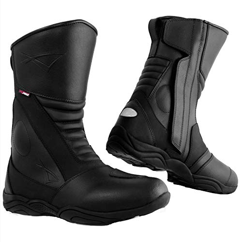 Leder wasserdichte Stiefel Motorrad Verstaerkte Lederstiefel Schwarz 43