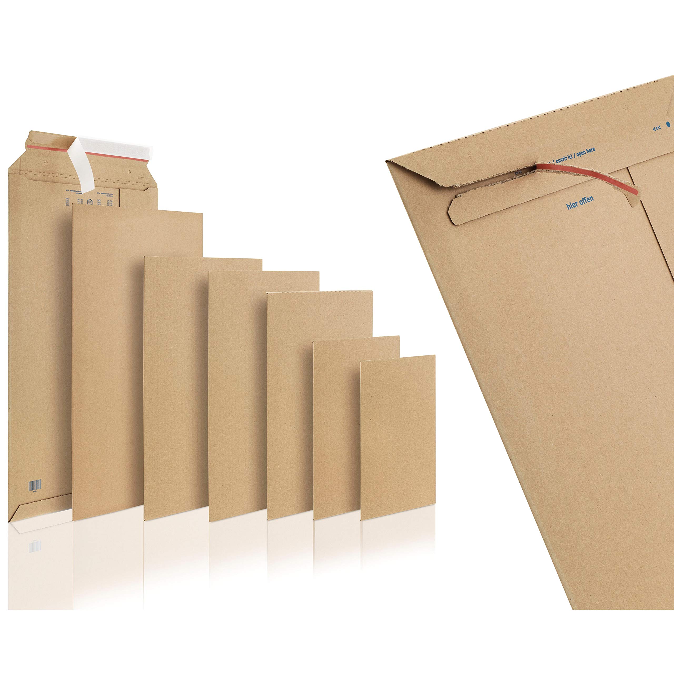 WPTrading - 50 Stück Wellpappe Versandtaschen DIN A3 370 x 540 mm (SW80) selbstklebend in Braun - Pappe Versandtasche aus Karton für Büchersendung reißfest - Warensendung Versandverpackung für Bücher