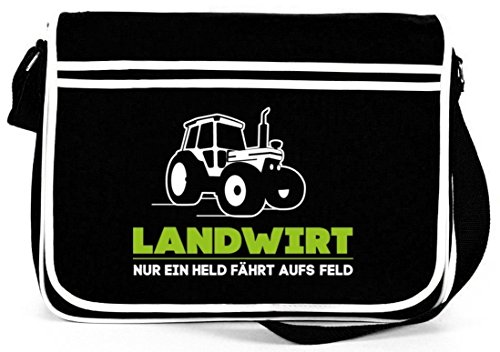 Shirtstreet24 Landwirt Trecker, Traktor Bauer Retro Messenger Bag Kuriertasche Umhängetasche, Größe: onesize,Schwarz