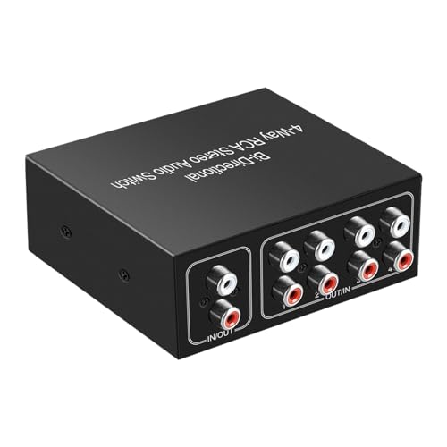 DEKLONPER Bidirektionale RL-RCA-Audio-Umschaltbox mit 4 Anschlüssen, Audio-Drehschalter, Plug-and-Play-Audio-Splitter für TV-Spielekonsole, Einfache Installation