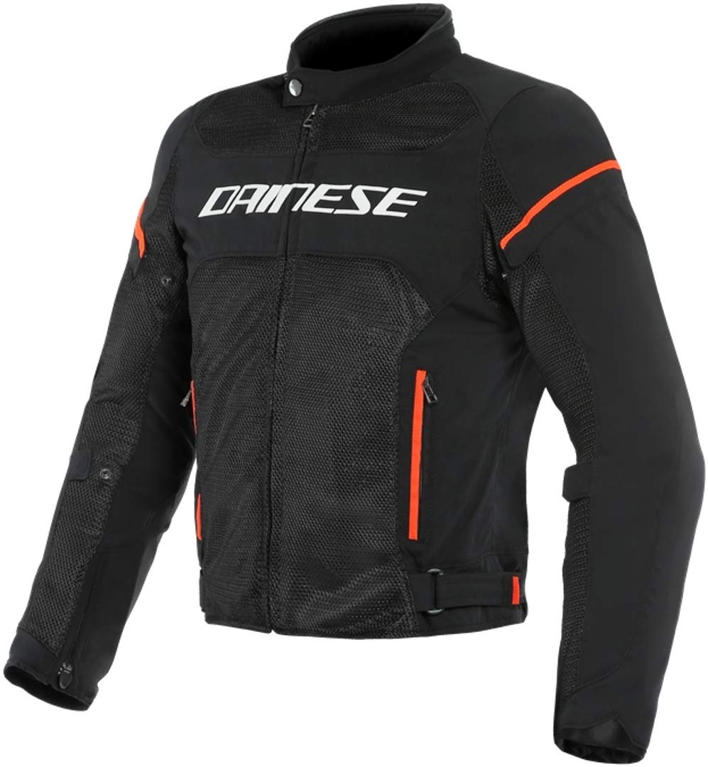 Dainese Air Frame D1 Tex Jacket, Motorradjacke Sommer mit Abnehmbarem Windschutz-Futter, Herren, Schwarz/Weiß/Fluo-Rot, 60