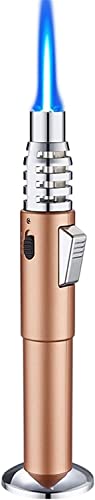 Torch Lighter Blue Flame Torch Lighters Windproof Butane Lighter Adjustable Refillable Lighters with Safety Lock (Color : Gold)