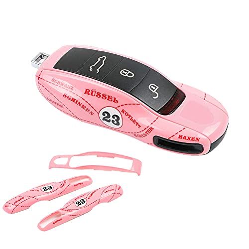 Kwak's Schlüsseletui für Porsche Pink Pig ABS Autoschlüssel Abdeckung Passend für Porsche 718 Macan Panamera 911 Cayenne Schlüsselkasten(A typ-rosa)