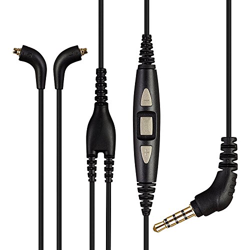 AGS Retail Ltd. kompatibler Audiokabel-Ersatz für Shure Ohrhörer - Schwarzes Zusatzkopfhörerkabel mit In-Line-Fernbedienung und Mikrofon | Audio-Zubehör