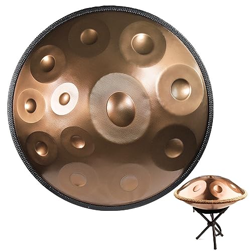 Handpan Drum 12 Noten 22 Zoll D-Moll Professionelle Handtrommel aus Stahl mit Handpan Drum Bag, Hand Drum Ständer, Schlägeln und staubfreiem Tuch, Hand Pan Drums Sets (Farbe: