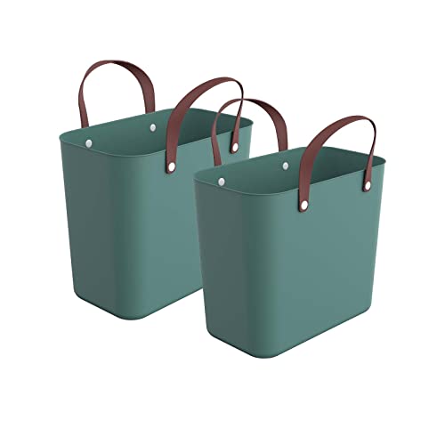 Rotho Albula 2er-Set Einkaufskorb, Kunststoff (PP recycelt), grün, 2 x 25l, (40 x 23,5 x 34 cm), 2