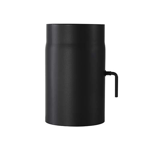 Ofenrohr Senotherm mit Drosselklappe Wandstärke 2 mm Ø 150 hitzebeständig lackiert - Rauchrohr, Kaminrohr schwarz - für Kaminöfen - Länge: 250 mm