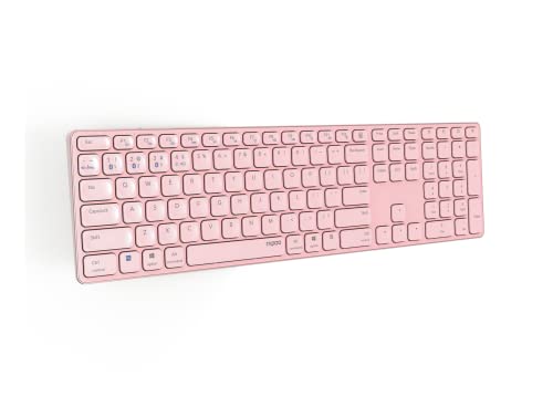 Rapoo E9800M E9800M Kabellose Multimode-Tastatur, wiederaufladbar, mit Bluetooth, 2,4 GHz, Konnektivität für Verschiedene Geräte und schlankes Design, Rosa