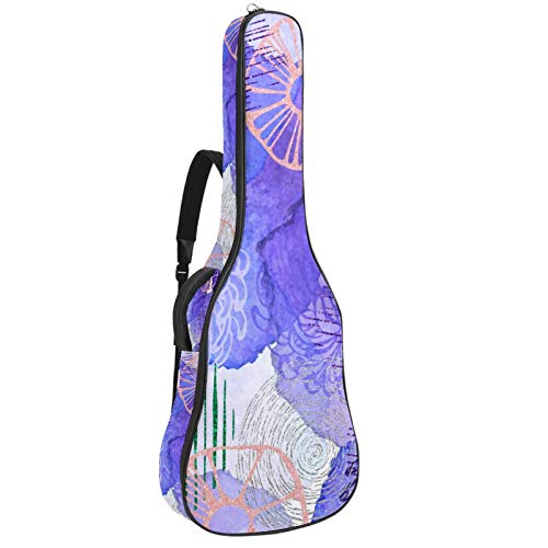 Gitarren-Gigbag, wasserdicht, Reißverschluss, weicher Gitarren-Rucksack, Bassgitarre, Akustik- und klassische Folk-Gitarre, abstrakte Wasserfarbe, violettes Blumenmuster