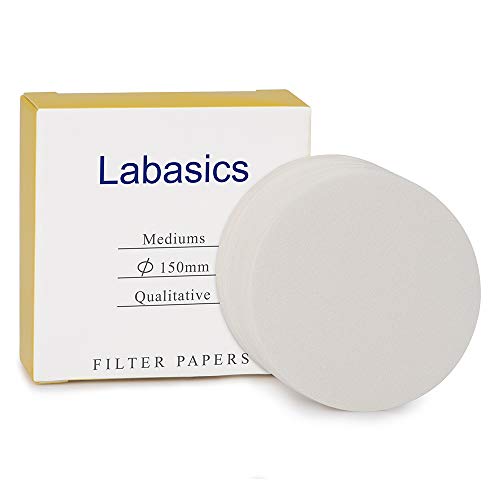 Labasics Qualitatives Filterpapier Rund, Cellulose Filterpapier mit 150mm Durchmesser und Einer Filtrationsgeschwindigkeit von 20 Mikron, Packung mit 100 Stück