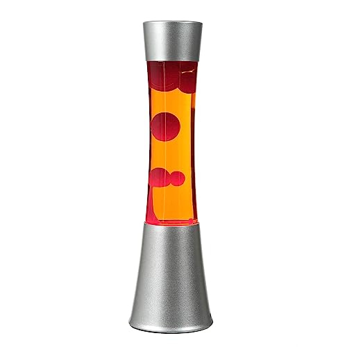 Lavalampe Aluminium Glas in Silber Orange Rot Wohnzimmer 39,5 cm G9 inklusive Leuchtmittel stimmungsvolle Retro Tischlampe SANDRO