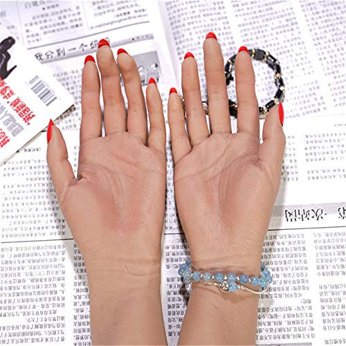 AFYH Realistische Silikon Hand, Flexibel weiblich Modell Mädchen Frauen Hände 1 Paar Silikon lebensgroße weibliche gefälschte Hand Modell Schaufensterpuppe,C Two Hands