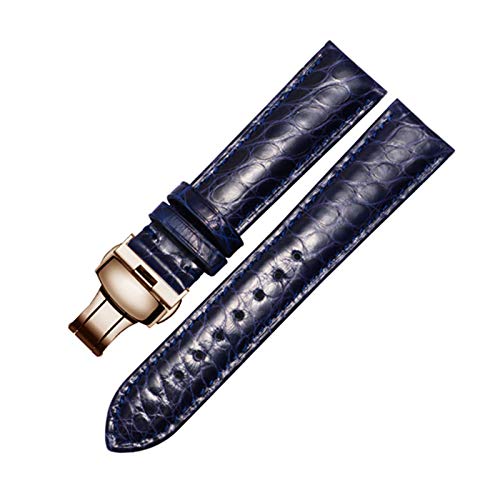 Krokodillederband 14mm-24mm Schwarz/Braun/Rot/Blau-Armband mit Faltschließe für Männer und Frauen, 21mm