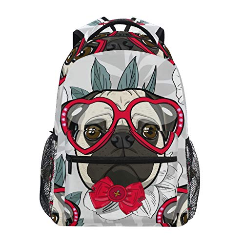 Rootti Rucksack Tasche Mops Hund Druck Daypack Canvas Schule mit Reise Bookbag Rucksack für Teenager Jungen Mädchen Herren und Damen