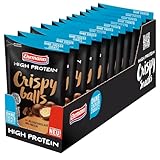 Ehrmann High Protein Crispy Balls ohne Zuckerzusatz, Milchschokolade - Leckere Getreide-Kugeln mit Fairtrade-Kakao, 12 x 55g
