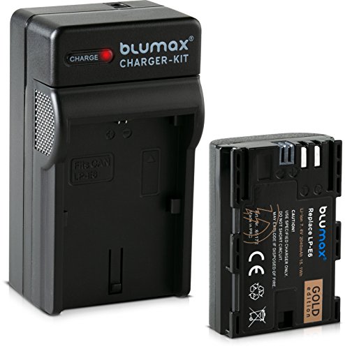 Blumax Gold Edition Akku LP-E6 2040mAh mit Sanyo Zellen + Ladegerät LP-E6 | passend zu Canon EOS 60D 70D 6D 60D 70D 5D Mark 3