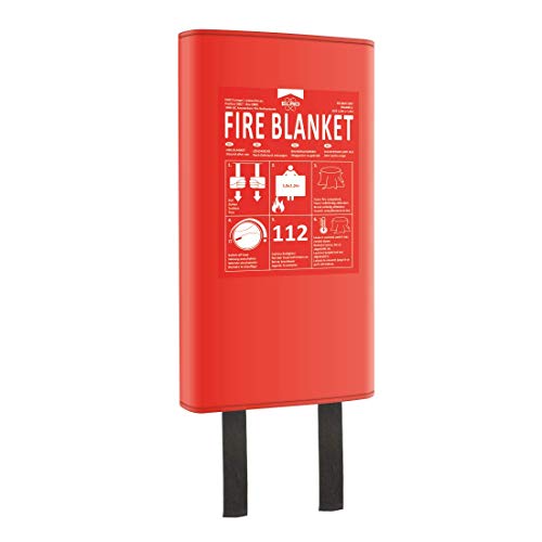 ELRO FB1800 Brandschutzdecke Feuerlöschdecke 1, 8M x 1, 2M-Kunststoffbox-auch für Personen geeignet-nach DIN EN 1869, Red, 1,8m x 1,2 m