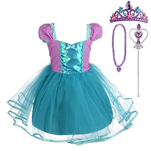 Lito Angels Prinzessin Arielle Meerjungfrau Kleid mit Zubehör für Kinder Mädchen, Halloween Kostüm Karneval Party Verkleidung Geburtstagskleid, Größe 6-7 Jahre 116 122
