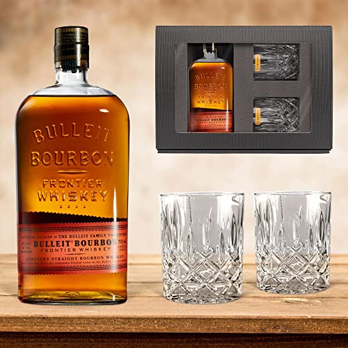 Whisky Geschenkset Bulleit Bourbon Kentucky Straight Bourbon (0,7 l) mit 2 Tumblergläsern - Prime Presents