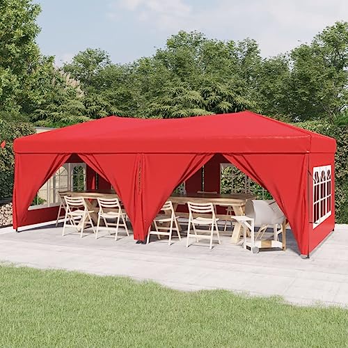 Home Outdoor Sonstiges, faltbares Partyzelt mit Seitenwänden, rot, 3 x 6 m