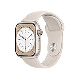 Apple Watch Series 8 (GPS + Cellular, 41mm) Smartwatch - Aluminiumgehäuse Polarstern, Sportarmband Polarstern - Regular. Fitnesstracker, Blutsauerstoffund EKGApps, Wasserschutz