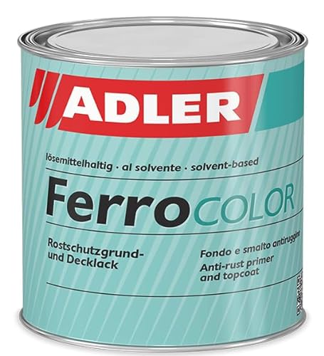 ADLER Ferrocolor - RAL9005 Tiefschwarz 750 ml - 3in1 Rostschutzfarbe - Metallfarbe mit speziellem Rostschutz für Metall Eisen, Stahl, Zink und Aluminium innen und außen - Metalllack