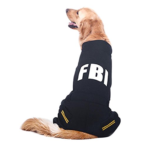 Boodtag Hunde Hoodie FBI Jumper Hundemantel Weste Welpen Dick Winddicht Pullover Winterpulli Overall Jumpsuit Outwear