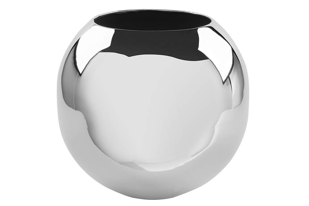 FINK Vase für Tulpen Tulpenvase Moon - Metall vernickelt glänzende Silberne Oberfläche Deko Frühling H 13 cm