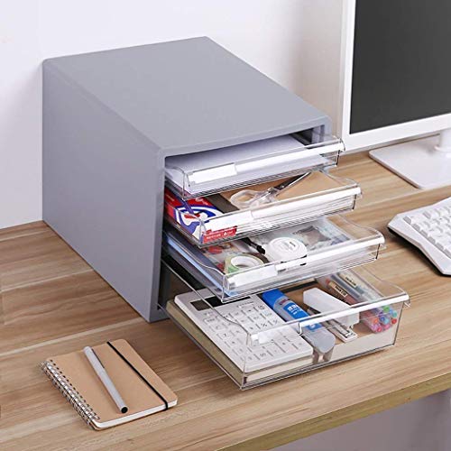 FACAIA Aktenschränke aus Kunststoff, Schublade, Schreibtisch-Organizer, A4, Büro/Farbe: Weiß/Grau (Größe: 270 x 335 x 250 mm) Bücherregal (Farbe: B)