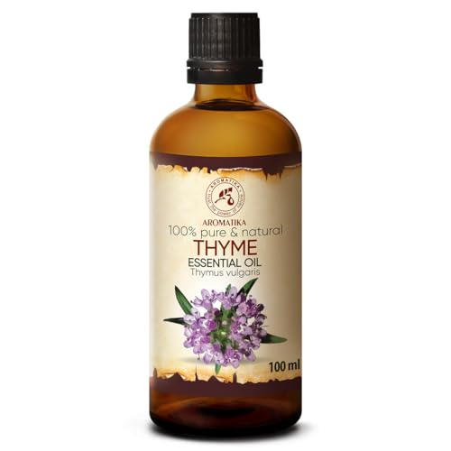 Thymianöl 100ml - 100% Reine & Natürliche Ätherisches Thymian Öl - Thymus Vulgaris Oil - Österreich - Gut für Aromatherapie - Aroma Diffuser - Duftlampe - Haut- und Haarpflege