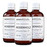 wesentlich. Rosenholzöl - ätherisches Öl - 100% naturrein (Glasflasche) - u.a. für Duftlampe und Diffuser (3x100ml)