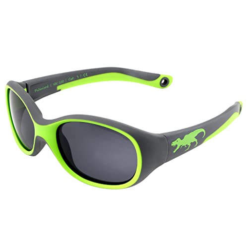 ActiveSol KINDER-Sonnenbrille | JUNGEN | 100% UV 400 Schutz | polarisiert | unzerstörbar aus flexiblem Gummi | 2-6 Jahre | 22 Gramm [T-Rex]