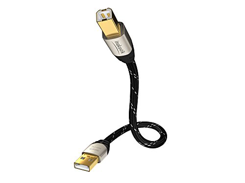 inakustik 00670001 Kabel USB 2.0 1 m für PC/Mac/dacusb/Streamer/Tablet schwarz/Silber