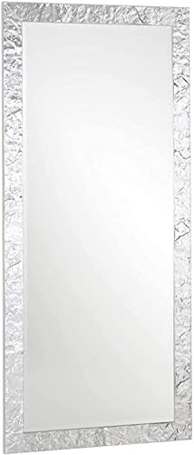 MO.WA Spiegel Groß Wandspiegel Blattsilber 75x175 - Silberner Spiegel Ganzkörperspiegel - Spiegel Wand Modern - Garderobespiegel - Großer Spiegel Wand - Holzspiegel Silber