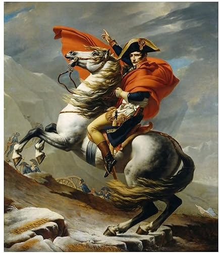 LLYSJ Wunderschönes Bild 60 x 80 cm Rahmenlos Napoleon überquert die Alpen gemalt auf Leinwand von Jacques Canvas Napoleon Posterbild für Wohnkultur