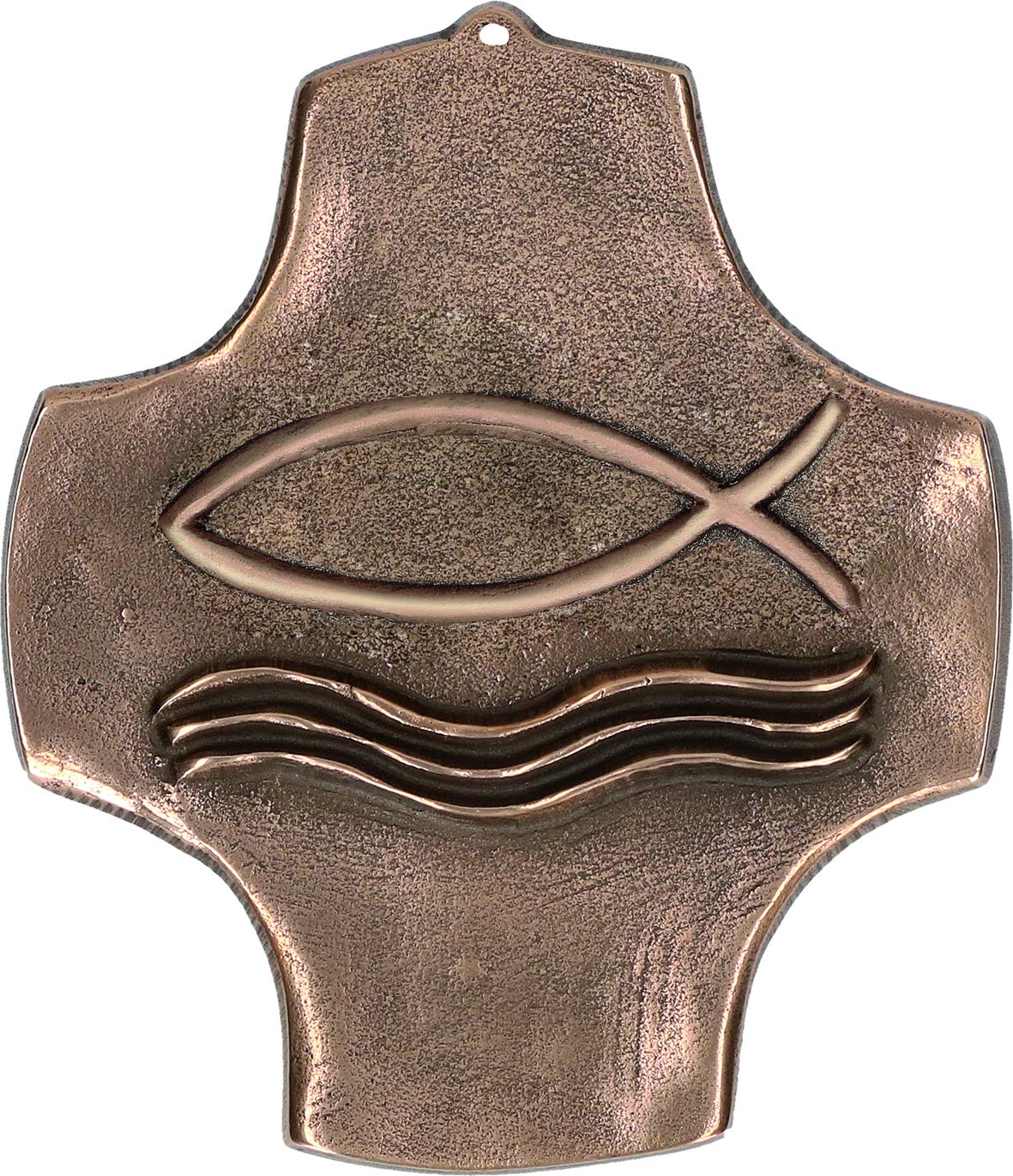 Butzon & Bercker Taufkreuz Fisch Ichthys 11 cm Bronze Wandkreuz 11 cm Kruzifix Kreuz