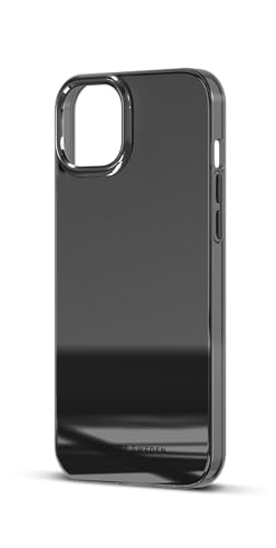 IDEAL OF SWEDEN Durchsichtige Handyhülle mit erhöhten Kanten und Nicht vergilbenden Materialien, fallgetesteter Schutz mit Spiegel Finish, kompatibel mit iPhone 15 Plus (Black Mirror)