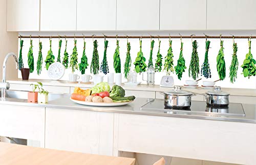 DIMEX LINE Küchenrückwand Folie selbstklebend KRÄUTER 350 x 60 cm | Klebefolie - Dekofolie - Spritzschutz für Küche | Premium QUALITÄT