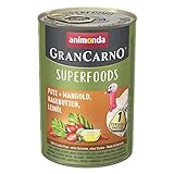 Sparpaket Animonda GranCarno Adult Superfoods 24 x 400 g - Pute + Mangold, Hagebutten, Leinöl