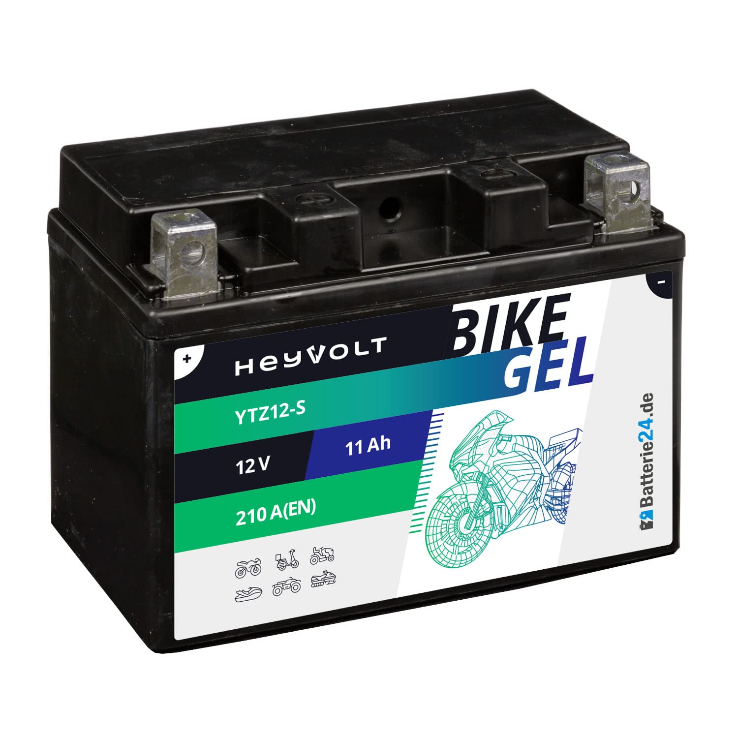 HeyVolt GEL Motorradbatterie 12V 11Ah 51120 YTZ12-S CTZ14-S ETZ14-S YTZ14-4, 51101