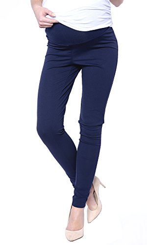 Mija - Elegante Damen Slim Umstandshose mit Bauchband 1046 (EU36 / S, Marineblau)