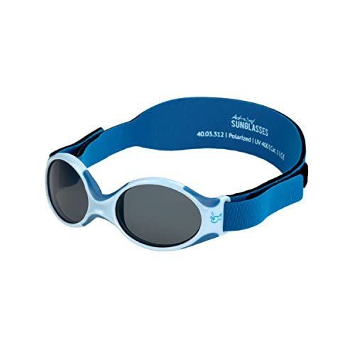 ActiveSol Baby Sonnenbrillen Explorer | Jungen und Mädchen | mit extra softem Kopfband | Polarisiert, UV400-Schutz, Filterkategorie 3 | Onesize 0-2 Jahre | extra leicht (Blau | Fisch)