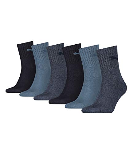 Puma Unisex Short Crew Socken Basic Sportsocken 6er Pack, Größe:47-49;Farbe:Denim Blue (460)