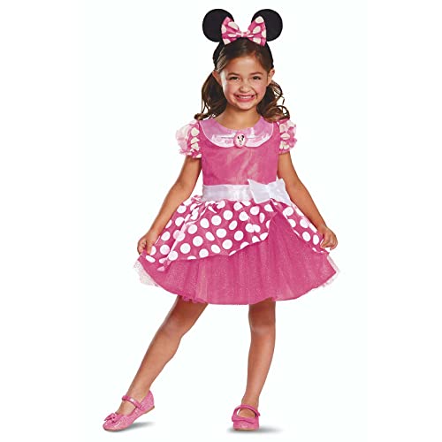 Disguise Disney Offizielles Classic Pinkes Minnie Mouse Kostüm Kinder, Faschingskostüm Für Mädchen, Größe S