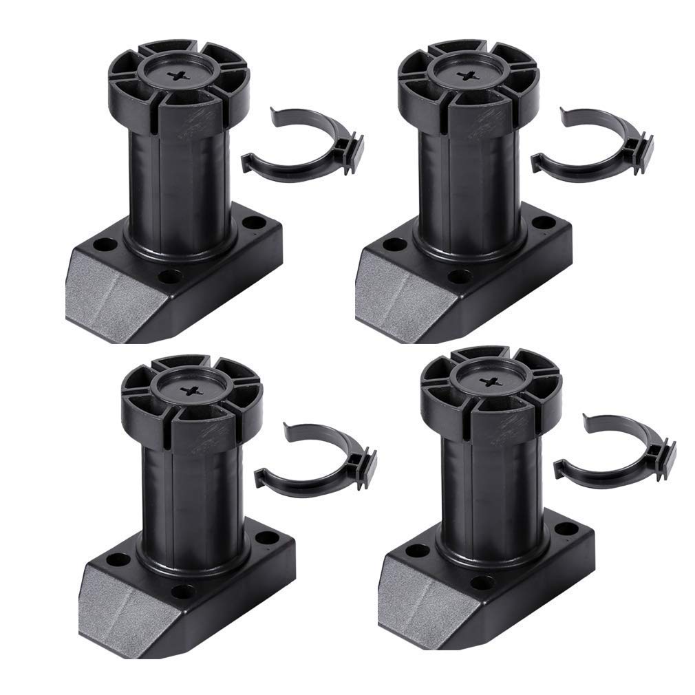 NBVCX Maschinenteile 4er Pack Schwarz Schrank Nivellierbeine Hochleistungsverstellbare Möbelbeine für die Küche Badezimmerfüße ABS Kunststoff Tragfähigkeit Bis zu 400 kg (4 Zoll / 100 mm)