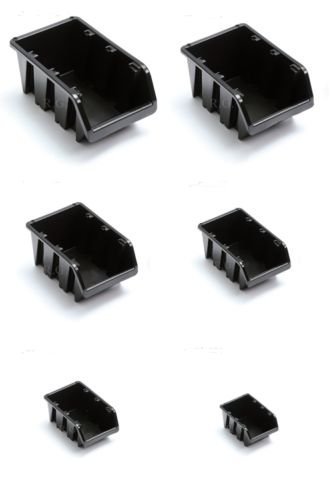 10 x Stapelboxen Sichtlagerkästen Sichtlagerkasten Stapelkisten Lagerbox schwarz 6 Größen (NP16)