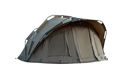 Karpfenzelt + 2 Liegen Fort Knox 1-2 Mann Personen Dome Zelt 2 x 8-Bein-Liegen Set Angelzelt Anglerzelt