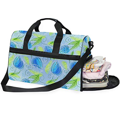 LUNLUMO Reisetasche mit abstraktem blauem Blumenmuster, große Kapazität, Sporttasche, Sporttasche, Sporttasche, Gepäcktasche für Damen und Herren
